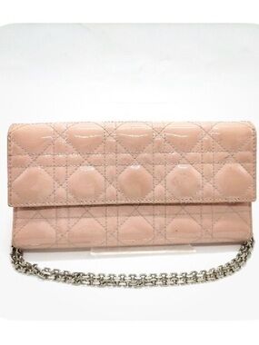 Christian Dior patent cannage LadyDior Rendezvous wallet on a chain